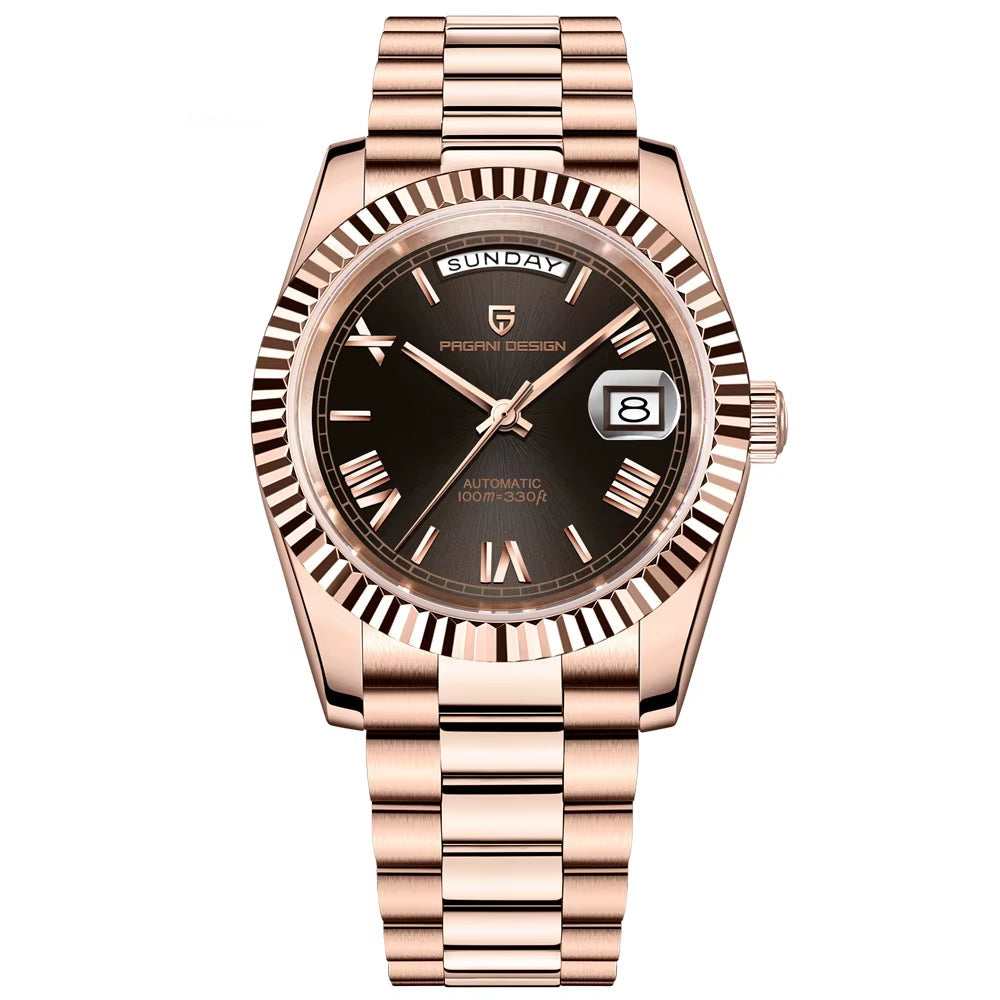 DD36 Mens Watches Rose Gold Luxury Automatic Watch for Men Mechanical Wristwatch AR Sapphire Waterproof Clock Gift