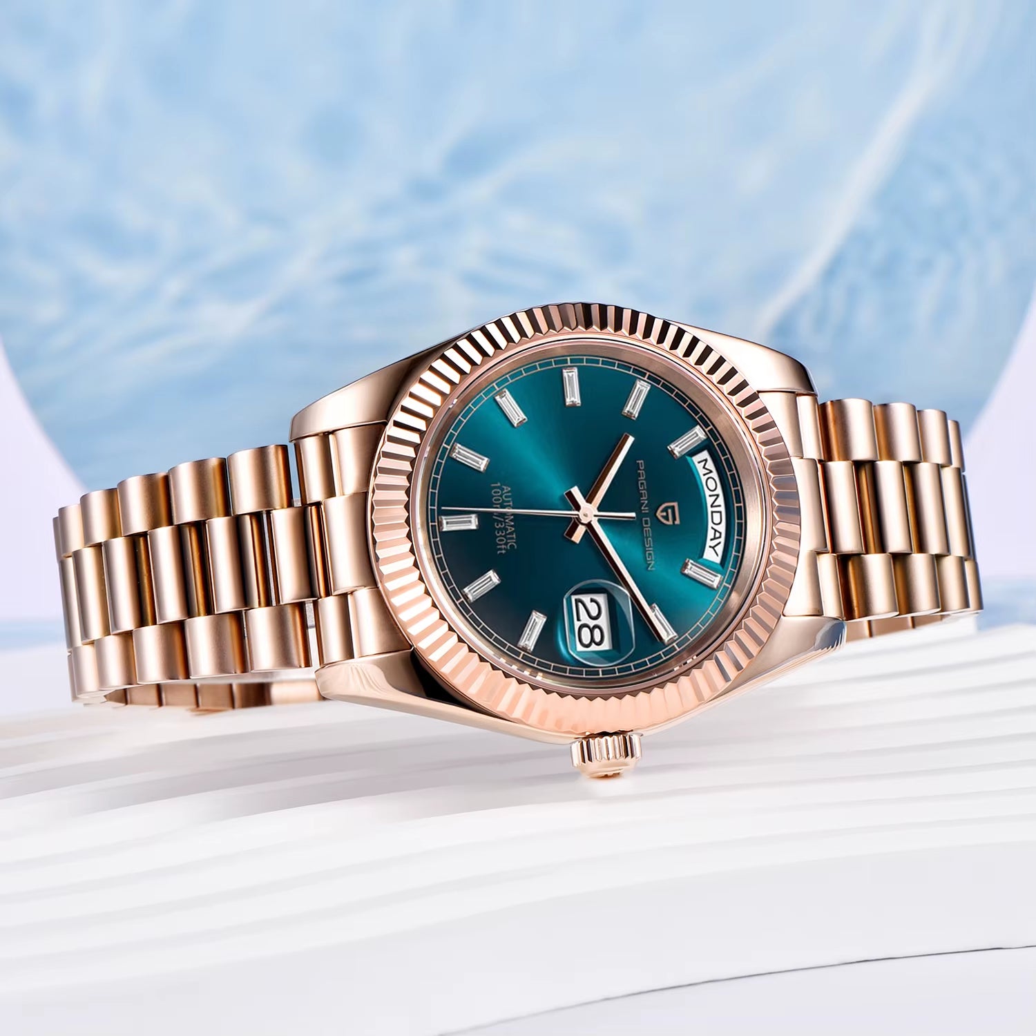 DD36 Mens Watches Rose Gold Luxury Automatic Watch for Men Mechanical Wristwatch AR Sapphire Waterproof Clock Gift