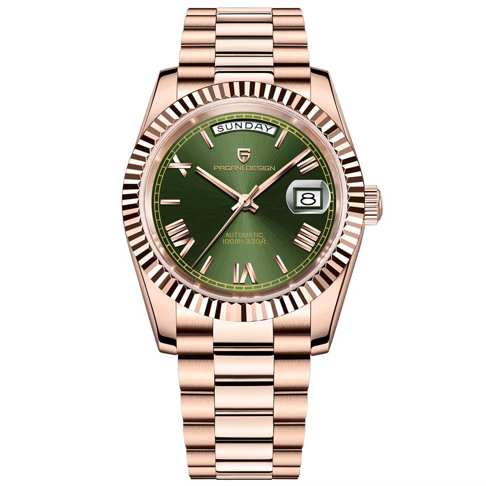 DD36 Mens Watches Rose Gold Luxury Automatic Watch for Men Mechanical Wristwatch AR Sapphire Waterproof Clock Gift