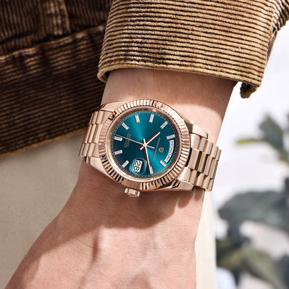 DD36 Mens Watches Rose Gold Luxury Automatic Watch for Men Mechanical Wristwatch AR Sapphire Waterproof Clock Gift